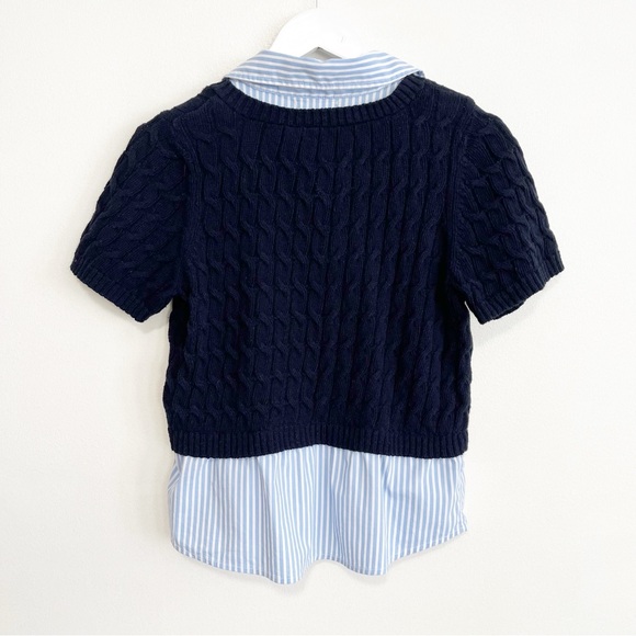 BOGO! Anthropologie Maeve Cable Knit Twofer Sweater Layered Look Medium - Picture 7 of 10